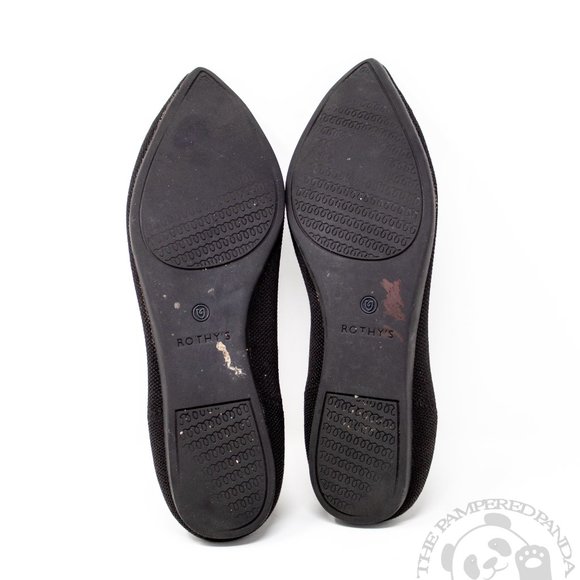 Rothys The Flat Women Size 9 Shoes Midnight Black Solid Round Toe Ballet Slip On - Picture 3 of 4